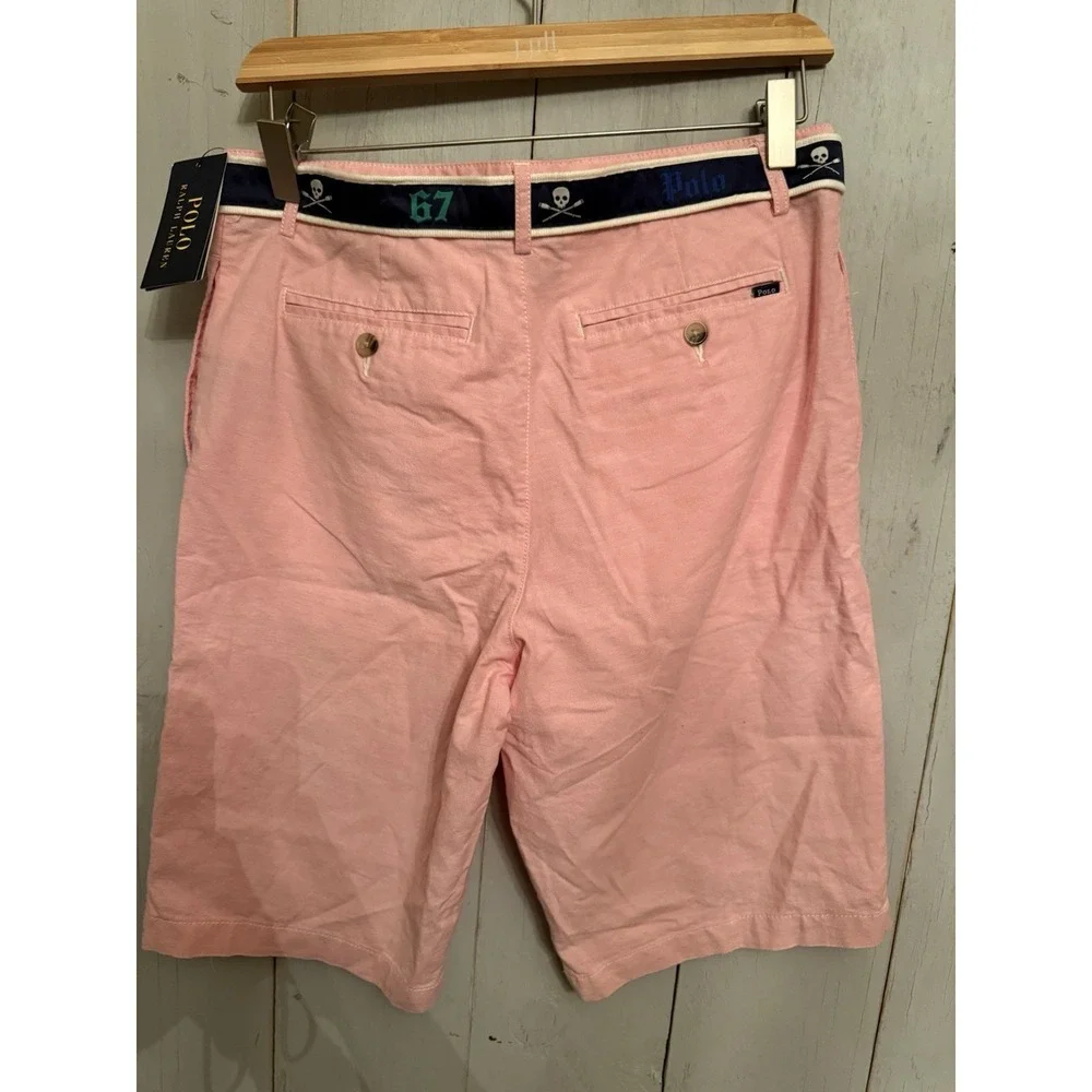 Polo Ralph Lauren 67 Belted Classic Pink Bedford Pony‎ Shorts Boys Sz-20 New